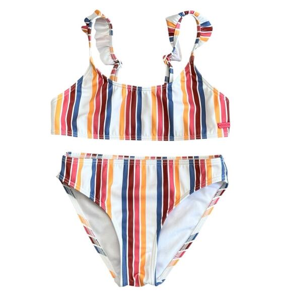 ROXY Girls Striped Bikini Small/8 - Picture 1 of 8